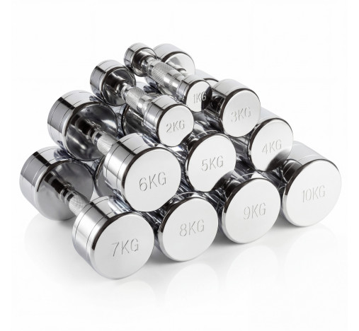Набор гантелей хром (пары) от 1-10 кг VictoryFit VF-SET110-CR Набор гантелей хром (пары) от 1-10 кг VictoryFit VF-SET110-CR