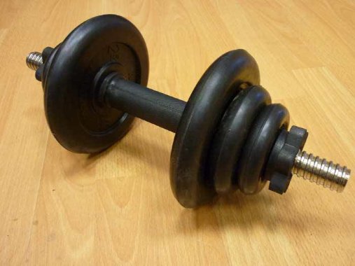 Пример испорльзования грифа с блинами - гантель в сборе